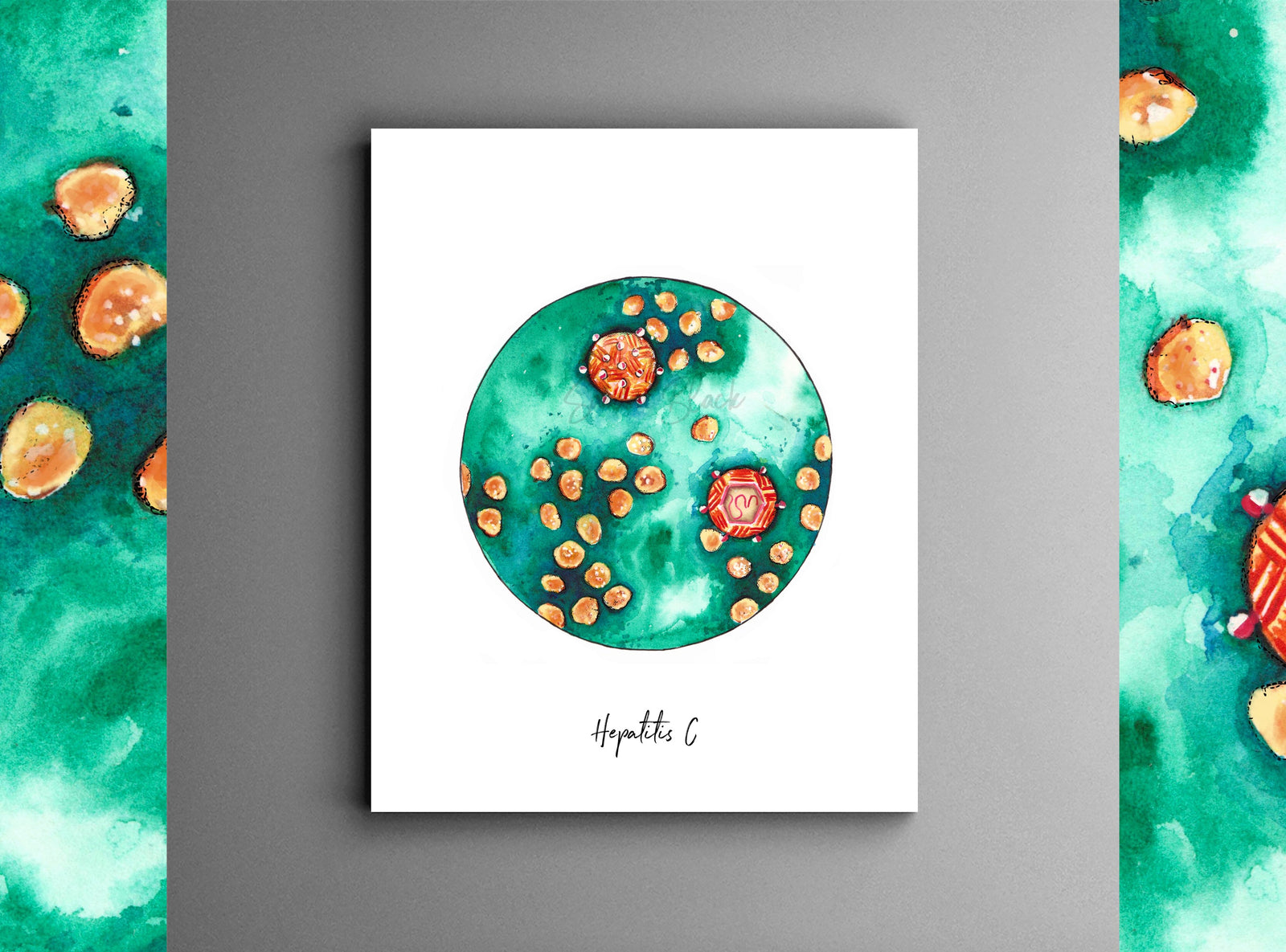 Hepatitis c virus art print poster watercolor