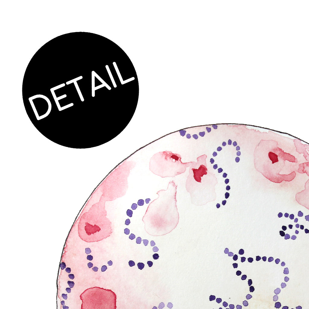 Detail of watercolor streptococcus print.