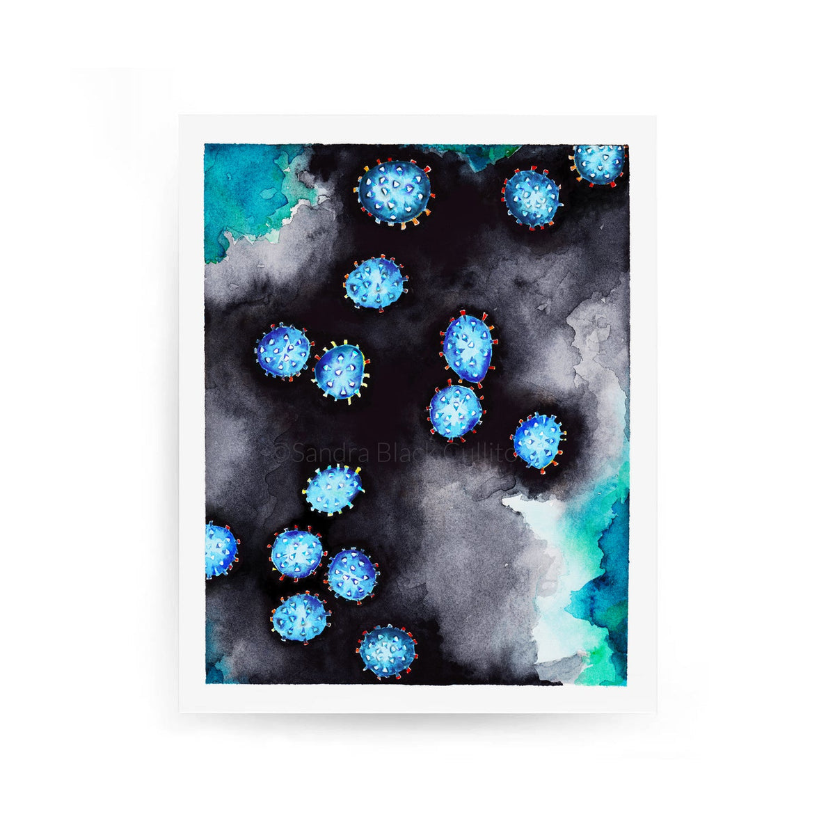 Coronavirus print agains a white background.
