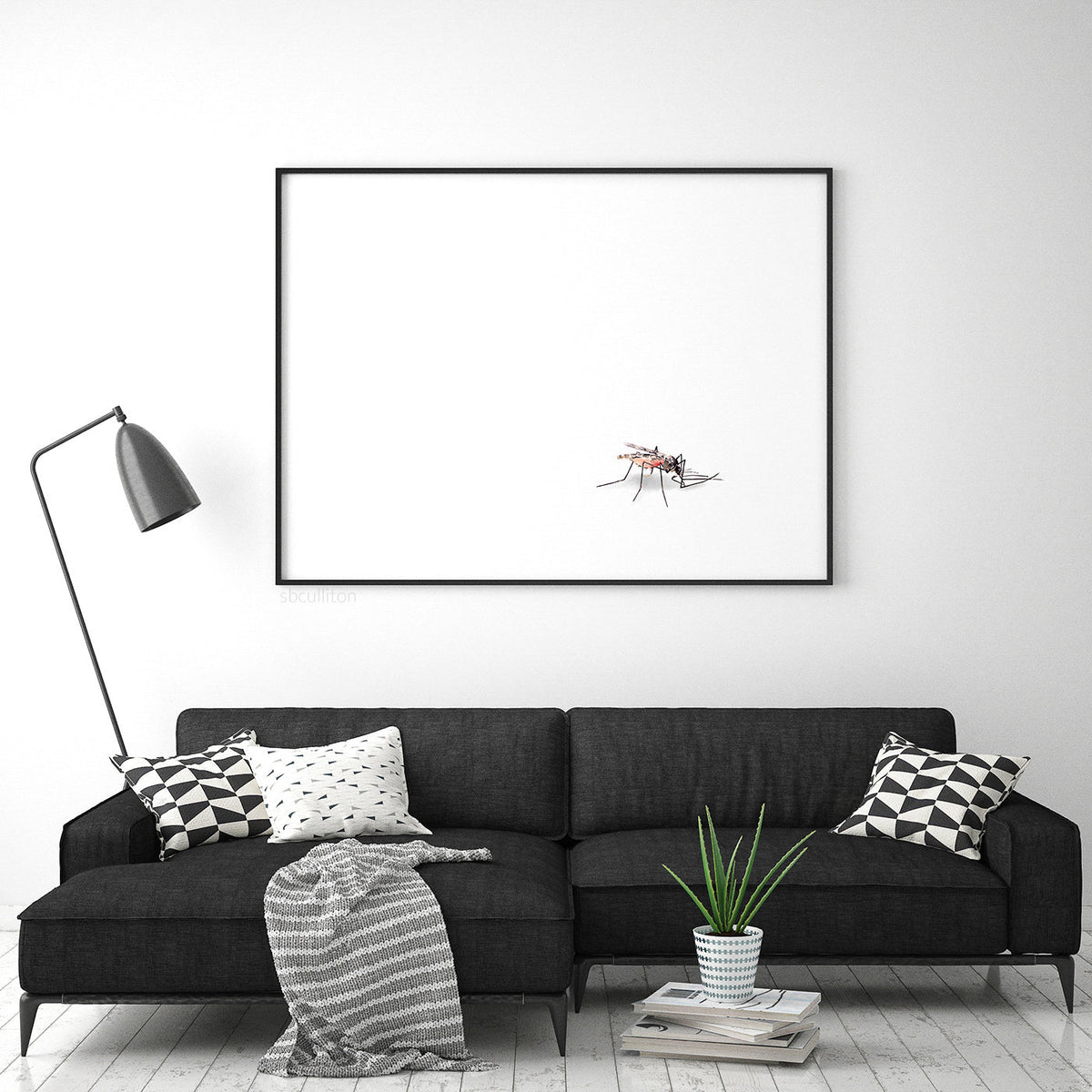 Mosquito art print framed.