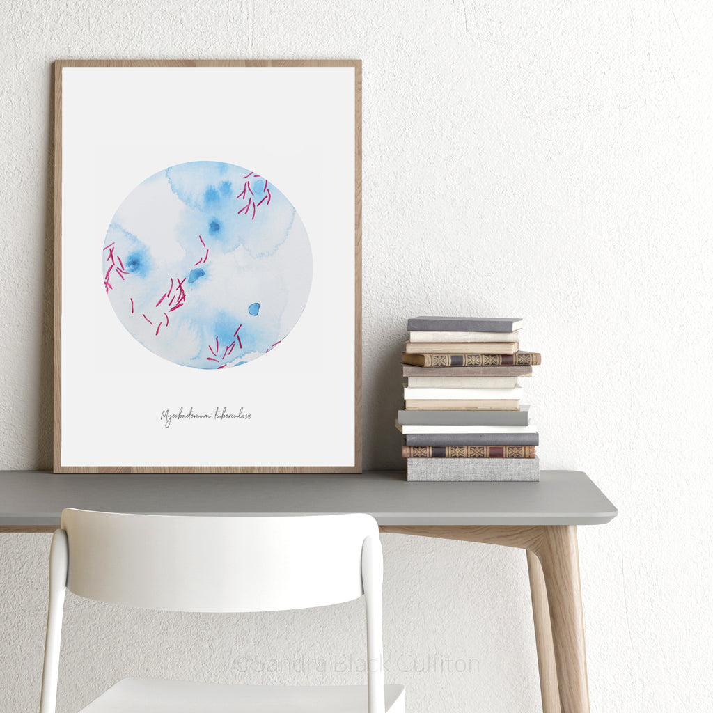 Mycobacterium tuberculosis fine art print framed on desk top