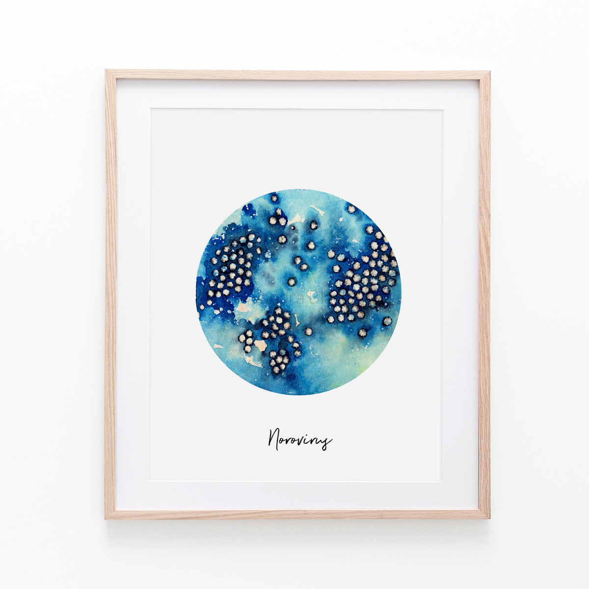 Norovirus art print in wooden frame