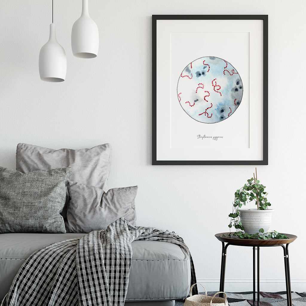 Streptococcus pyogenes watercolor art print